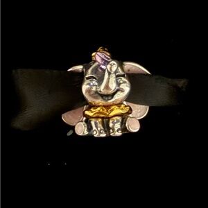 Pandora Silver and Gold Elephant Charm with Pink Accent